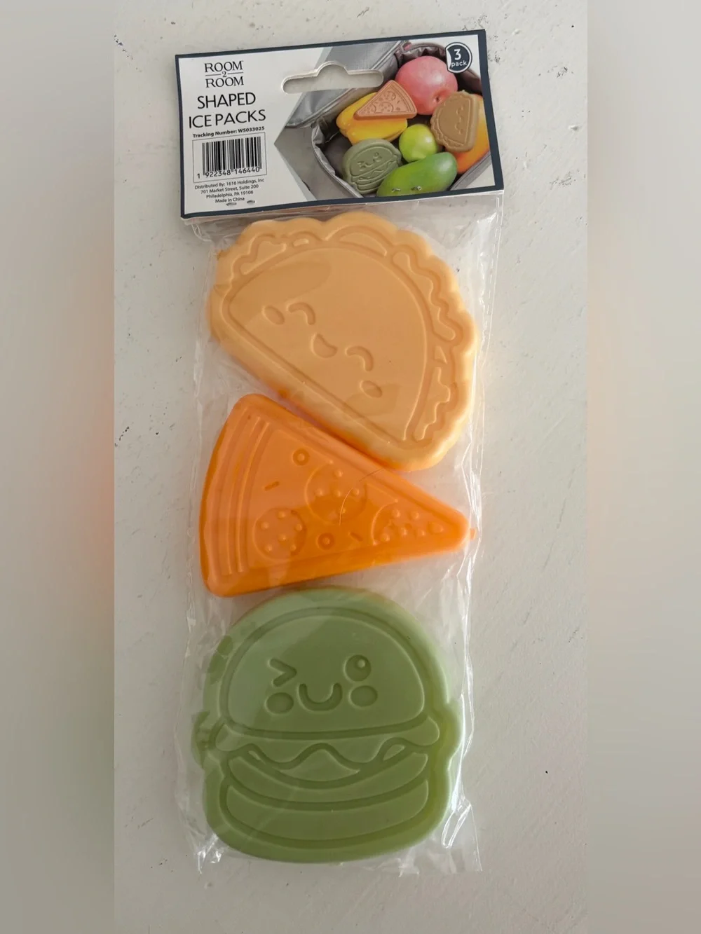 Ice Packs Taco Pizza and Burger Cute Kawaii style for lunchboxes or coolers